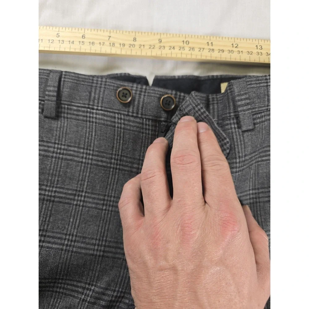 Banana‎ Republic Pants Mens 34x30 Gray Plaid Wool Heritage Super 110s Trousers